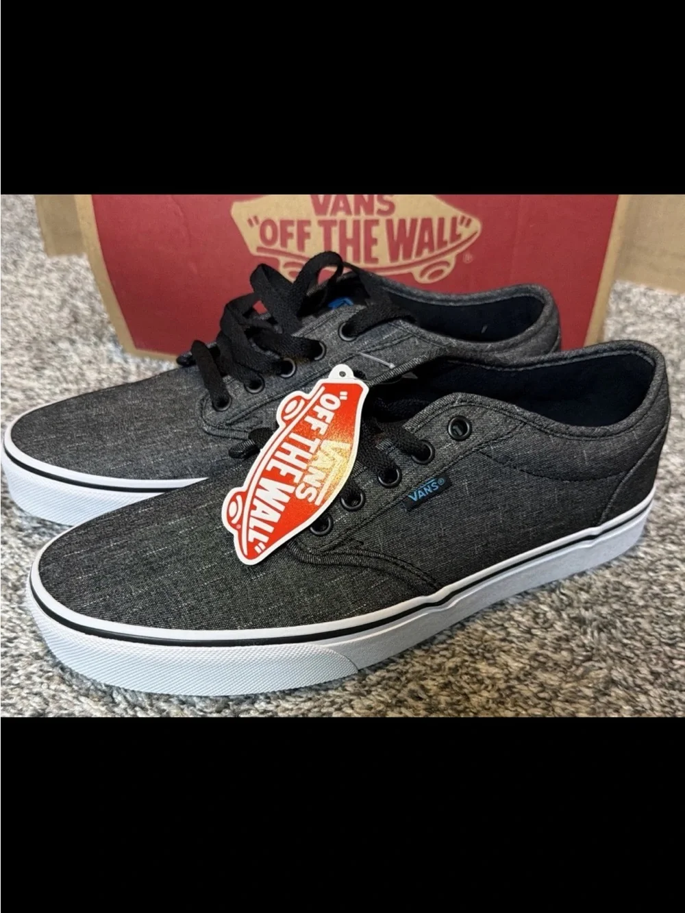 Vans Men’s Black Canvas Low-Top Sneakers with White Sole